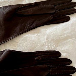 NWOT - Butter-soft Chocolate Leather Opera Lenght Gloves Sz 6.5 (?) Unlined